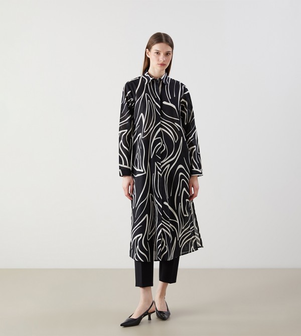 Printed Long Sleeves Tunic Dress