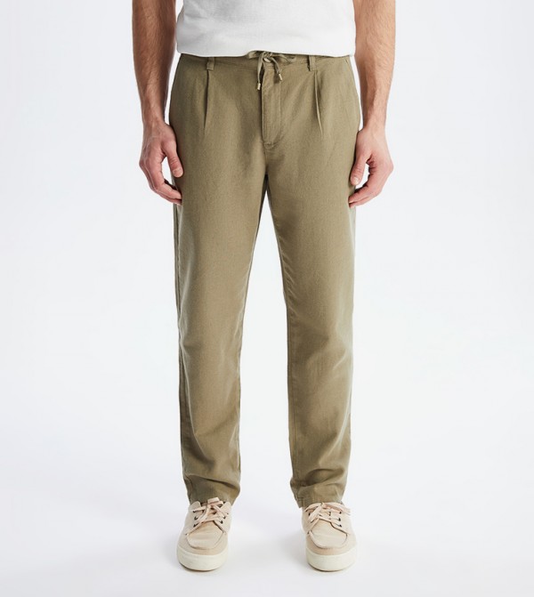 Linen Blended Slim Fit Trousers