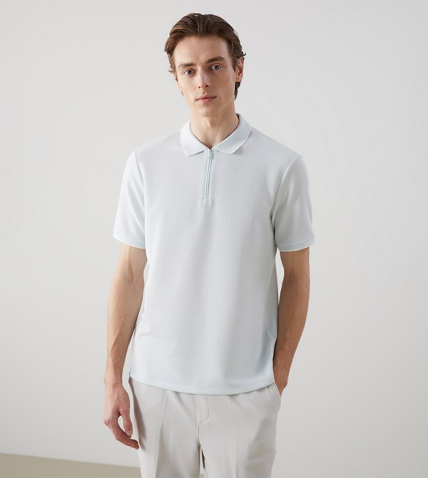 Textured Short Sleeves Polo T-Shirt