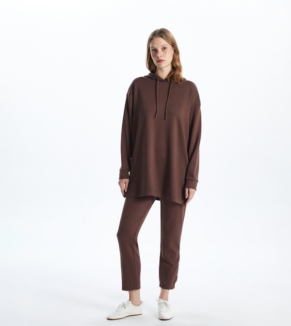 Button Detail Elastic Waist Sweatpants
