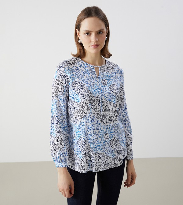 Floral Printed Tie-Up Neck Top