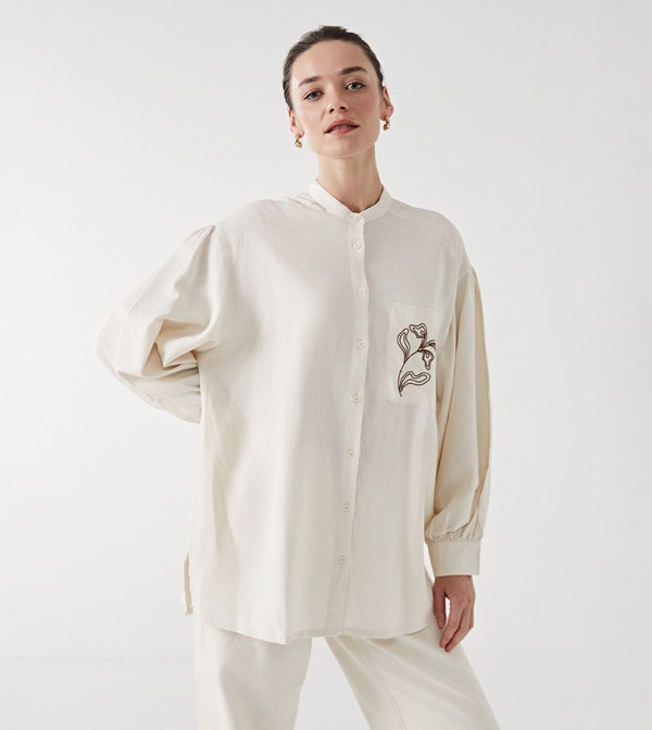 Embroidered Oversized Tunic Shirt