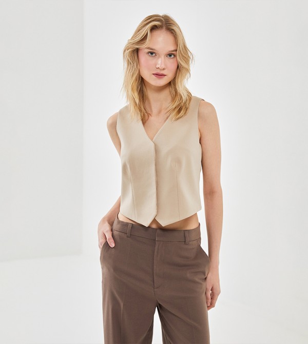 Solid V-Neck Vest