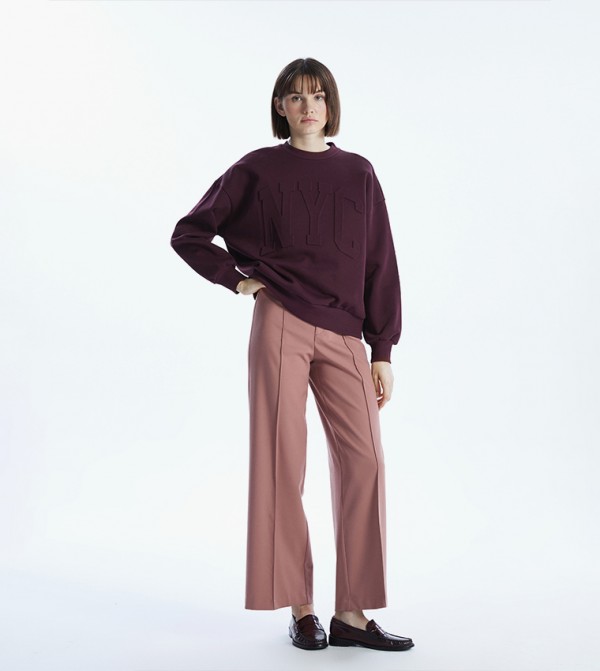 Seam Detail Wide Leg Trousers