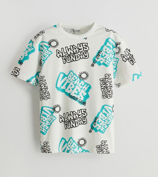 Boys Printed Crew Neck T-Shirt