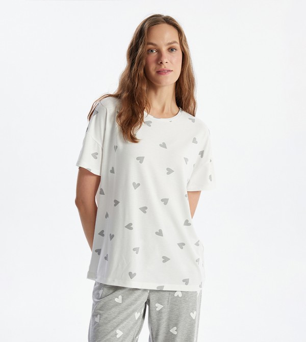 Printed Short Sleeves Sleep Top