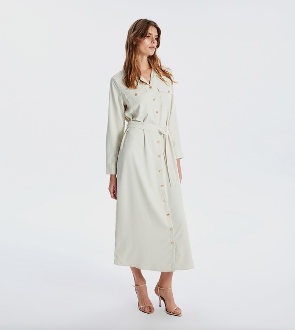 Pocket Detail Long Sleeves Shirt Dress