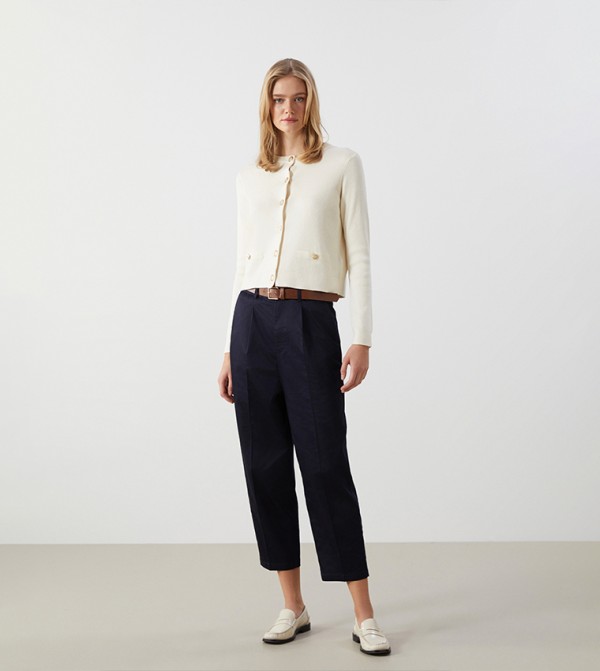 Pleat Detail Carrot Fit Trousers