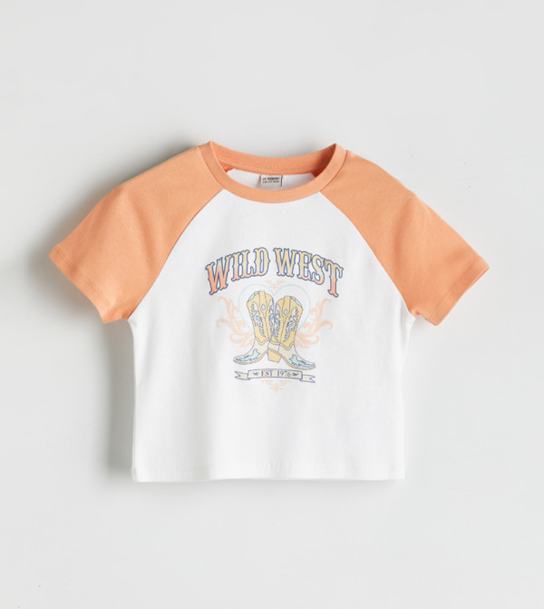 تيشيرت كروب مطبوع بأكمام قصيرة  