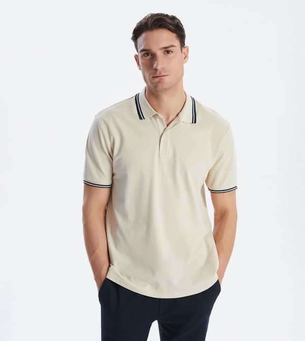 Textured Short Sleeves Polo T-Shirt
