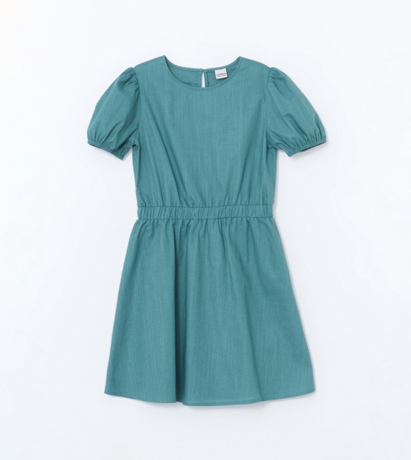 Solid Crew Neck Dress