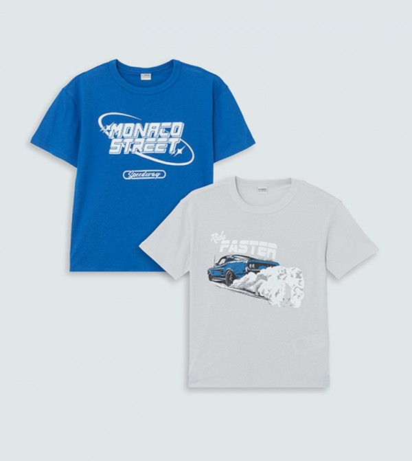2-Pack Printed Crew Neck T-Shirts