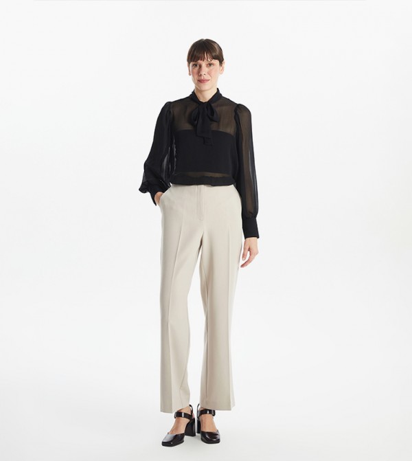 Solid Straight Fit Formal Trousers