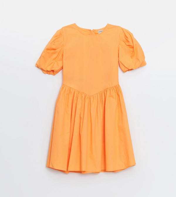Solid Short Sleeves Dress
