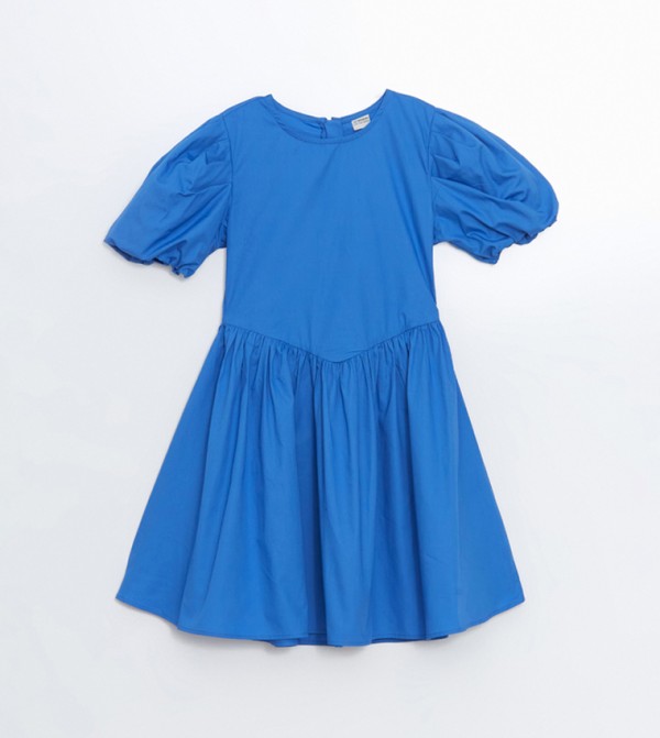 Solid Short Sleeves Dress