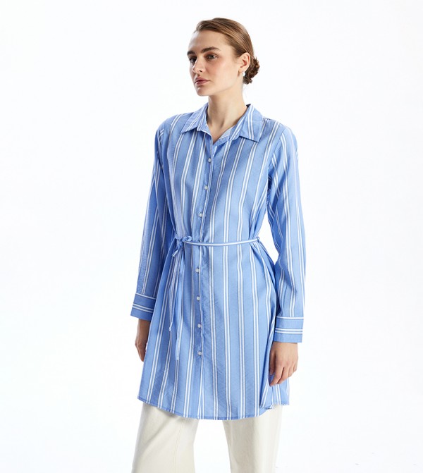 Striped Long Sleeves Shirt Tunic