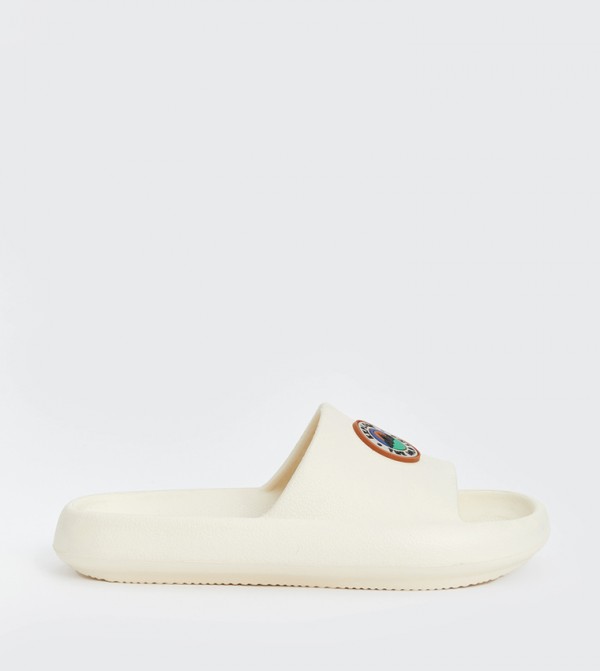 Appliqued Open-Toe Slides