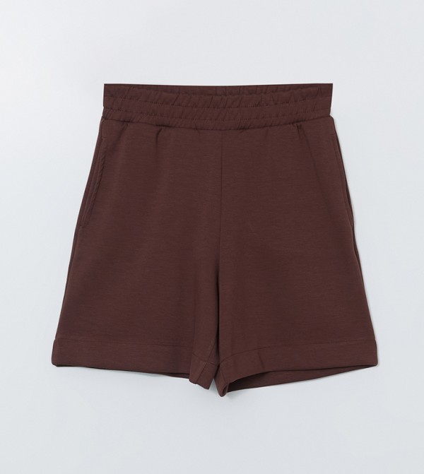 Solid Elastic Waist Shorts