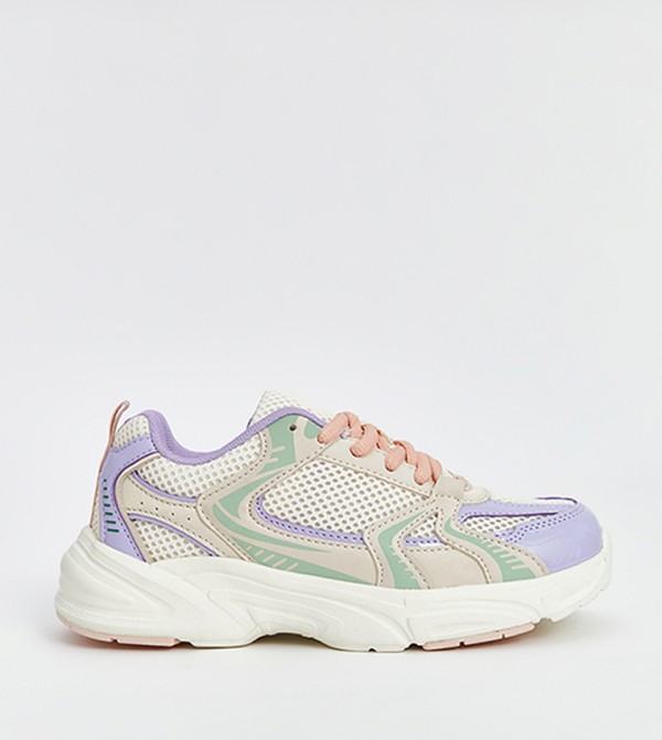 Round Toe Lace-Up Mesh Sneakers