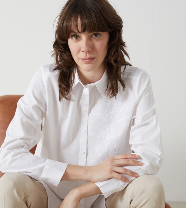 Embroidered Oversized Poplin Shirt