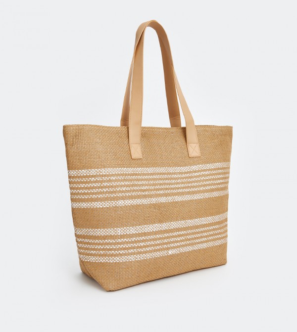 Striped Straw Beach Bag