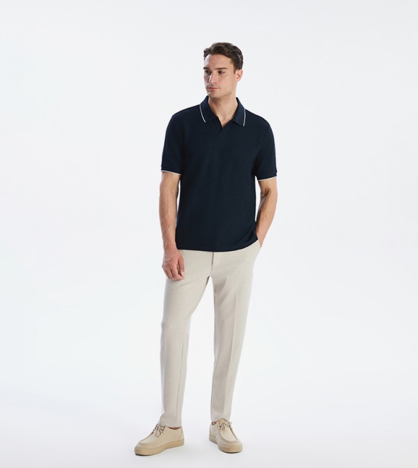 Textured Short Sleeves Polo T-Shirt