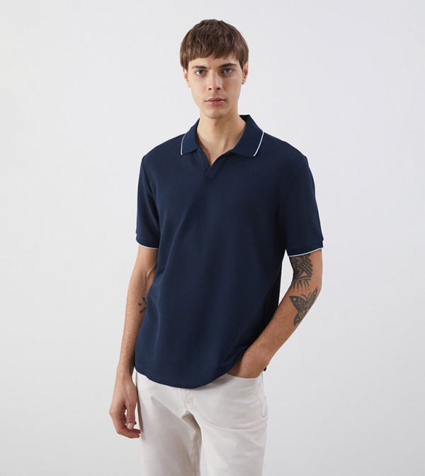 Textured Short Sleeves Polo T-Shirt