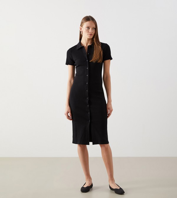 فستان قميص كم قصير 