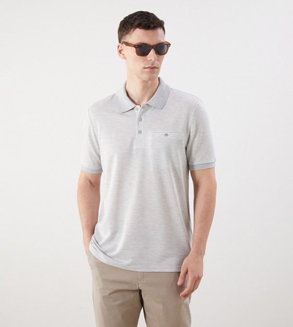 Textured Short Sleeves Polo T-Shirt