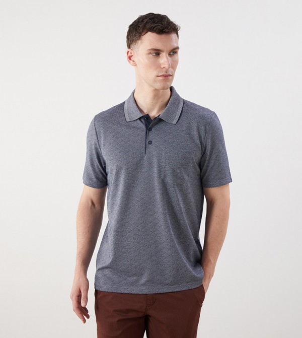 Textured Short Sleeves Polo T-Shirt