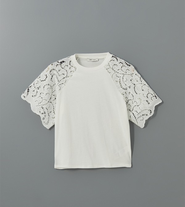 Lace Detail Short Sleeves Top