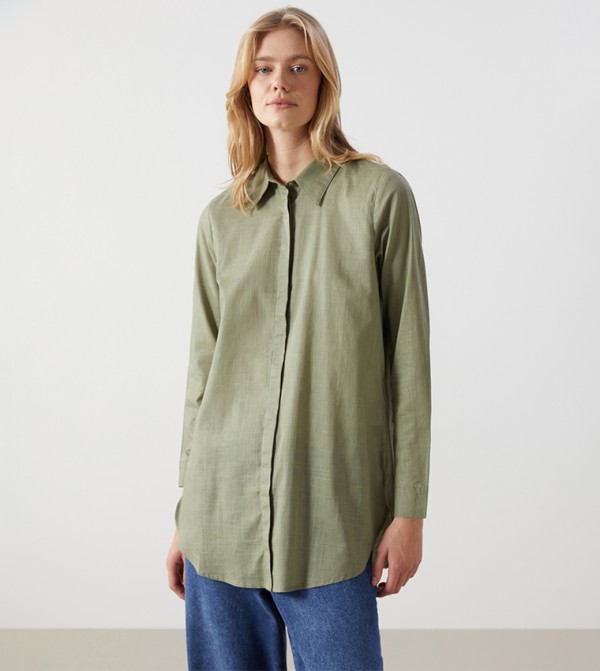 Solid Long Sleeves Shirt Tunic