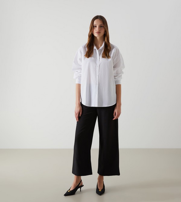 Elastic Waist Wide Leg Pants