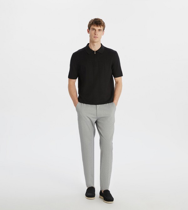 Solid Mid-Rise Trousers