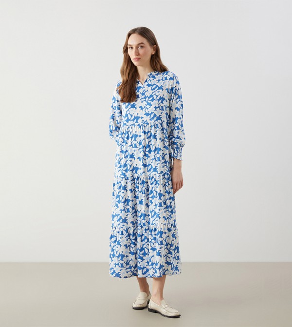Patterned Long Sleeves Midaxi Dress