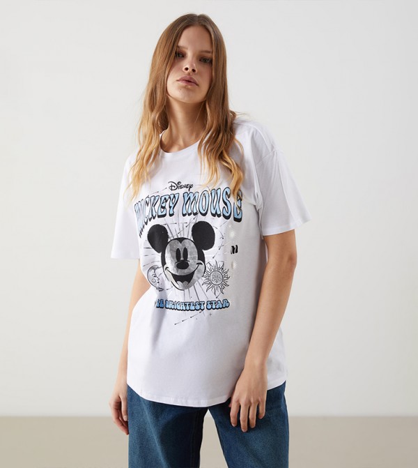Mickey Mouse Printed Oversized T-Shirt