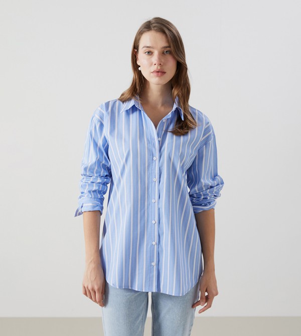 Striped Long Sleeves Oversized Shirt