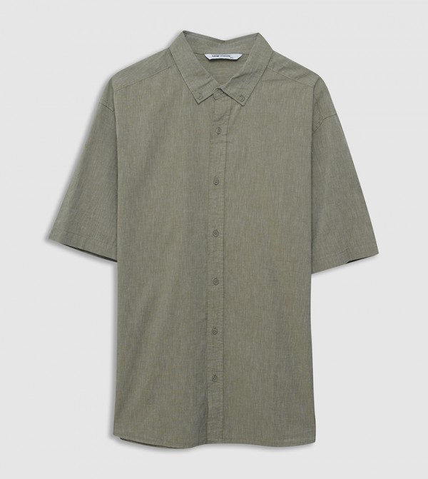 Regular Fit Short Sleeves Linen Blend Shirt