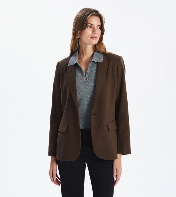 Single Breasted Lapel Collar Blazer