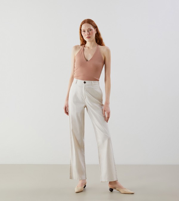 Solid Wide Leg Trousers