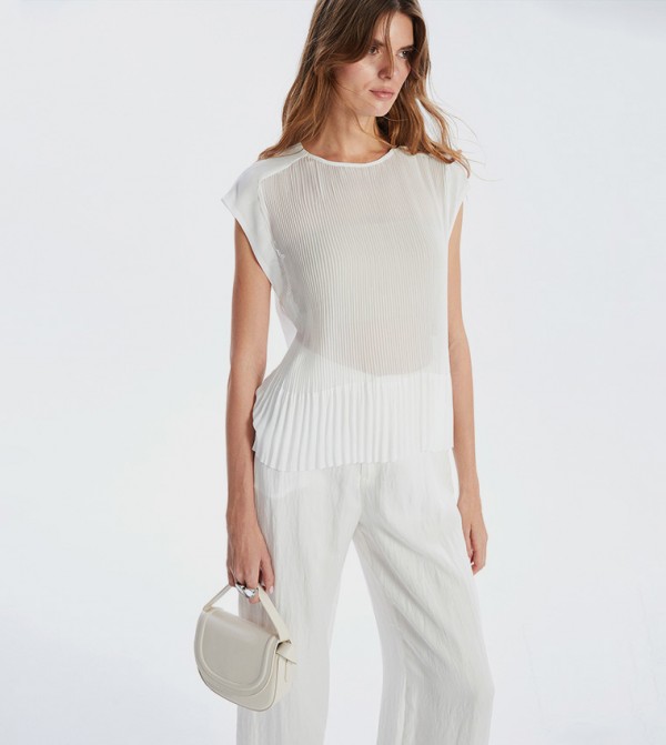 Solid Cap Sleeves Woven Top