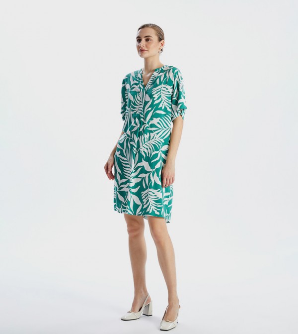 Patterned Sleeveless Shift Sack Dress