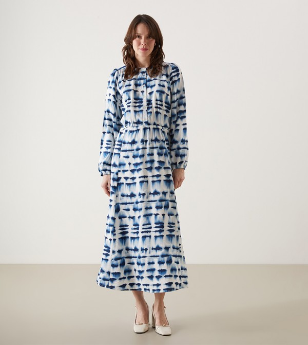 Patterned Long Sleeves Maxi Dress