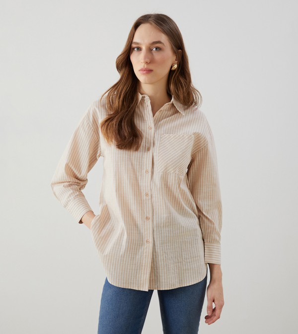 Striped Long Sleeves Tunic Shirt
