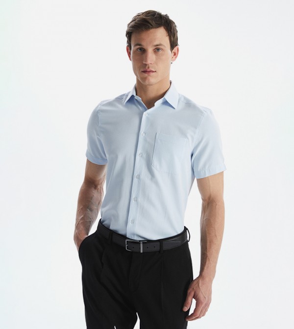 Regular Fit Short Sleeves Dobby Shirt
