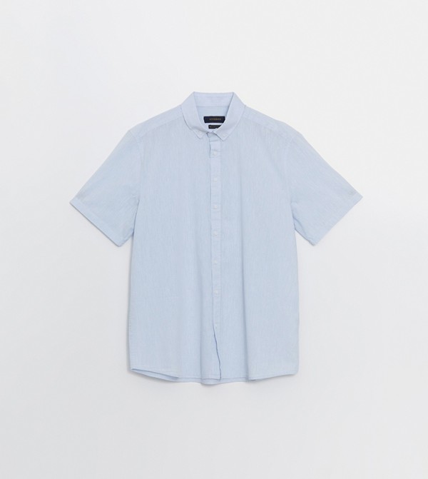 Linen Blended Regular Fit Short Sleeves Shirt