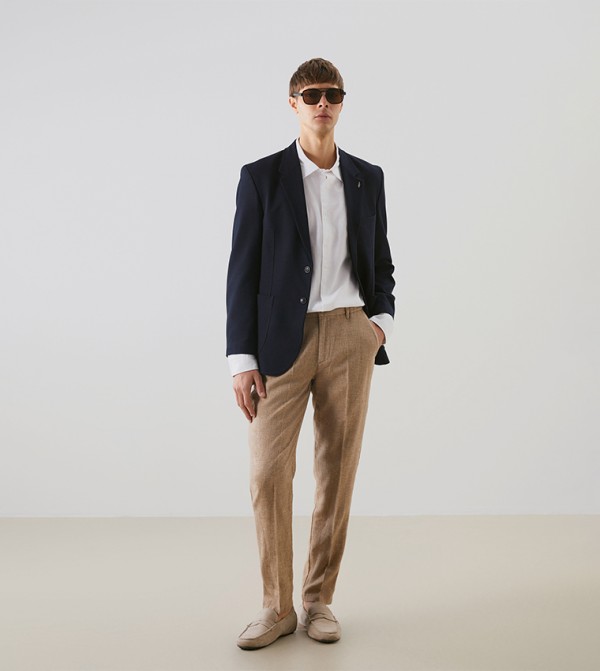 Textured Slim Fit Trousers