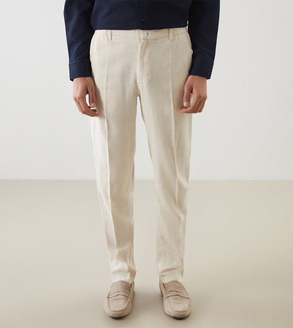 Linen Blended Slim Fit Trousers