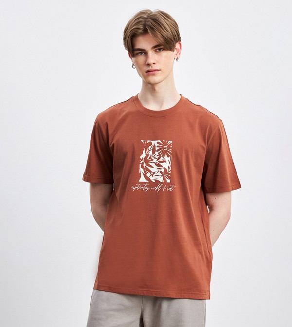 Printed Crew Neck Short Sleeves T-Shirt