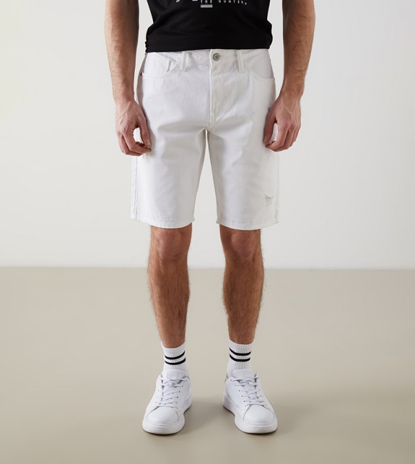 Washed Denim Shorts